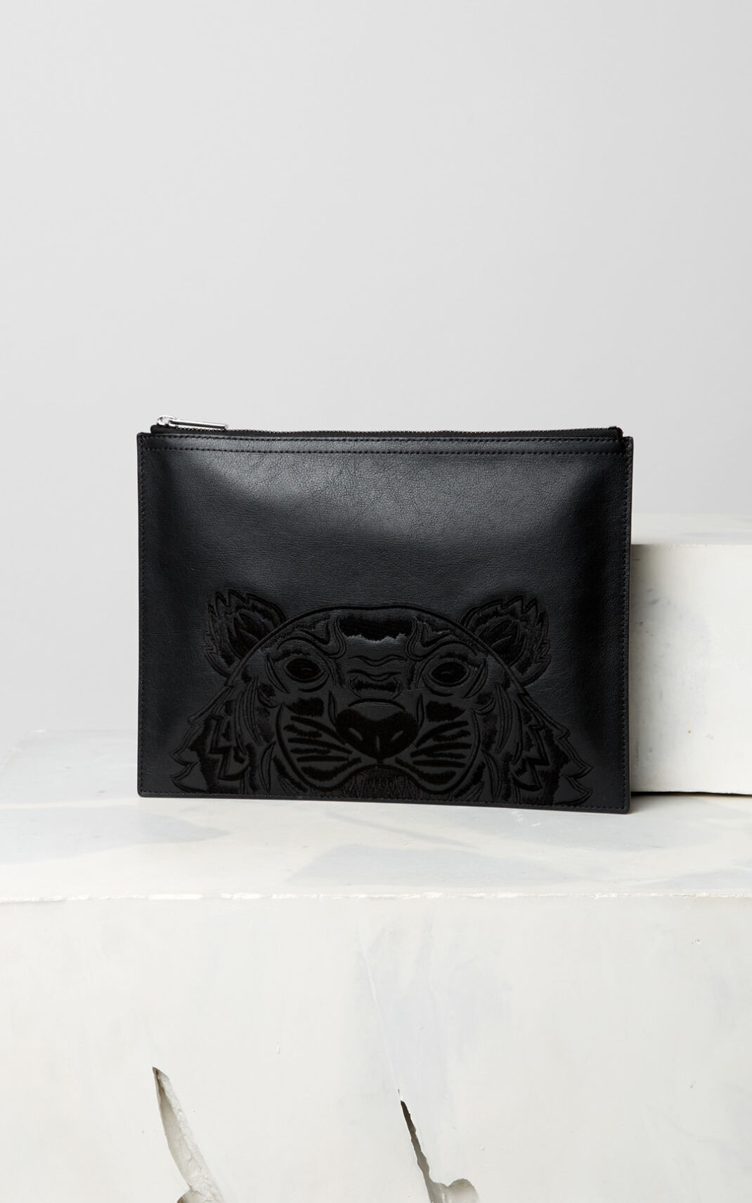 Pochette Kenzo Tiger Cuir Femme Noir | LFRC-10428